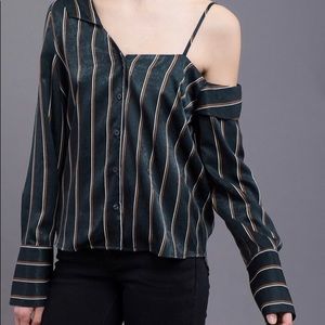 J.O.A LOS ÁNGELES Asymmetric striped shirt